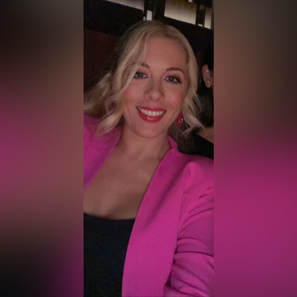 Electric Pink Suit Set - Athena Blazer (S) and Pants (M) Set - Picture 2 of 5